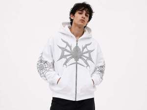 เสื้อฮู้ดซิปผู้ชายคุณภาพสูง ทรงปกติ ผ้าเฟรนช์เทอร์รี่ สวมใส่สบายๆ สำหรับฤดูใบไม้ร่วง เนื้อผ้าหนานุ่ม อุ่น กันลม ระบายอากาศได้ดี ผลิตจากผ้าฝ้าย - Product Image 1