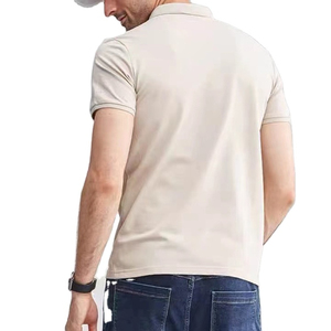 Camisa de Manga Corta para Hombre, Color Beige, 100% Algodón Piqué, Corte Regular Informal, Sólida, Transpirable, IBRATEX International IBI-MP-58 - Product Image 3