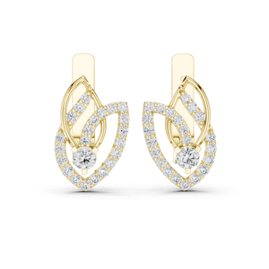 Pendientes Colgantes de Lujo con Motivo de Hoja y Diamantes Cultivados en Laboratorio, Oro Amarillo de 10K, Inspirados en la Naturaleza, 0.546 Quilates, Marca S VIRVADIYA - Product Image 1