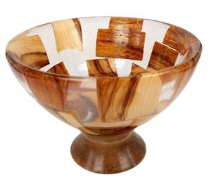 Bol de service alimentaire en résine en bois fait à la main de qualité supérieure forme ronde idéal pour les chocolats et les repas ustensiles de cuisine durables élégants - Product Image 1