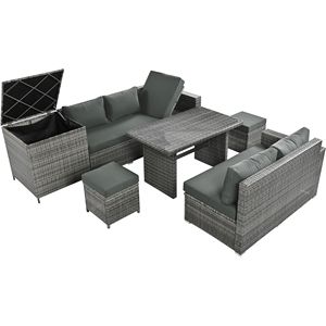 Ensemble de canapé modulable 6 pièces en rotin PE résistant aux intempéries avec boîte de rangement pour jardins et patios - Product Image 3
