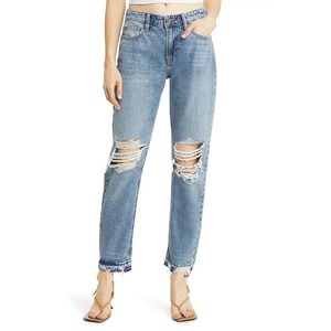 Pantalones Vaqueros de Mezclilla para Mujer, Corte Holgado, Cintura Alta, Pierna Recta, Lavado Snow Wash, Secado Rápido, Ligeros, Buena Calidad, Venta al Por Mayor - Product Image 1