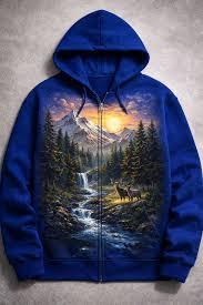 Sweat à capuche zippé pour homme, coupe classique, avec cordon de serrage, motif imprimé, personnalisé, hiver, 100% coton écologique, transfert thermique - Product Image 4