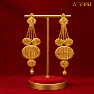 Pendientes de Borla con Baño de Oro de 24K y Aleación de Zinc, Diseño Floral con Aro y Circonita para Mujer, Estilo Bohemia A-55059 - Product Image 5