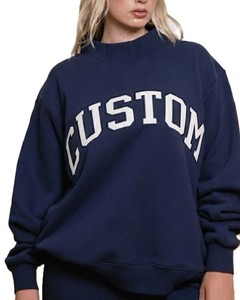 Sudadera NANJU para Mujer, Estilo Vintage 2026, Nuevo Artículo, Logotipo Personalizado, Cuello Alto, Hombros Caídos, Felpa de Algodón, Estampado Frontal - Product Image 1