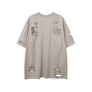 Camiseta al por mayor de 300 g/m² talla americana, estilo vintage, lavado a la piedra, lavado ácido, efecto desgastado, corte holgado, con logo personalizado - Product Image 2
