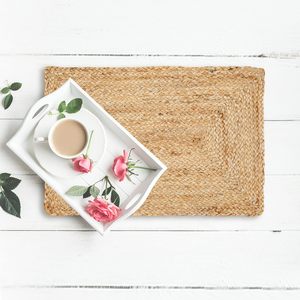 Woven Braided Jute Place Mat Natural Color Farmhouse Style Table <b>Placemat</b> for Home Dining Simple Solid Design Wicker <b>Placemats</b> - Product Image 1