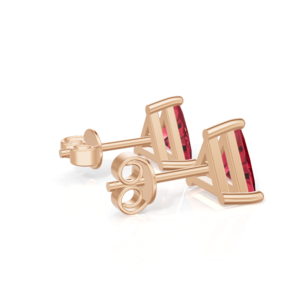 <b>Rose</b> <b>Gold</b> Plated Sterling Silver Trillion Cut Ruby <b>Stud</b> <b>Earrings</b> Classic Women's Jewelry Heerani Jewels Water Triangle - Product Image 3