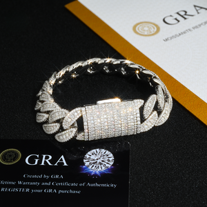 Brilliant Moissanite Claw Setting Charm <b>Bracelet</b> 925 <b>Silver</b> GRA Certified Gold Plated <b>S</b> Virvadiya Unisex Hip Hop Graduation - Product Image 2