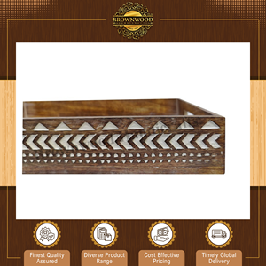 ถาดไม้มะม่วงแกะสลักด้วยมือ |   ถาดเสิร์ฟอาหารไม้ทรงสี่เหลี่ยม ดีไซน์หรูหรา พร้อมหูจับ สำหรับใช้ในบ้านและร้านอาหาร - Product Image 3