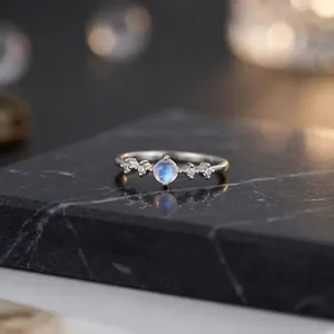Handmade Vintage Engagement <b>Ring</b> Blue Moonstone Rainbow Sterling Fine <b>Indian</b> Jewelry Trusted Seller Mehrajudin Gems Model 003 - Product Image 3
