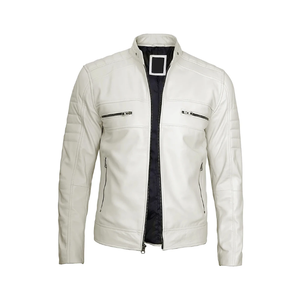 แจ็คเก็ตบอมเบอร์หนัง PU แบบสั่งทำขายส่งสำหรับฤดูใบไม้ร่วง  แบบ unisex  พร้อมซิปปิด  คอตั้ง  โลโก้ด้านหน้า-สไตล์ลำลองแนวสตรีทแวร์ - Product Image 2
