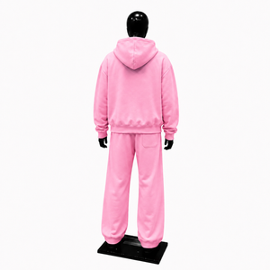 Pink Tracksuit Set Mens Premium <b>Full</b> <b>Zip</b> <b>Hoodie</b> And Jogger Pants Two Piece Outfit Casual Streetwear Athletic Sportswear - Product Image 2