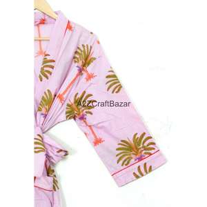 Kimono Informal 100% Algodón, Ropa de Dormir, Ropa de Playa, Diseño Floral Indio, Transpirable, de Secado Rápido, con Cordón Ajustable, para Verano, Invierno y Primavera - Product Image 4