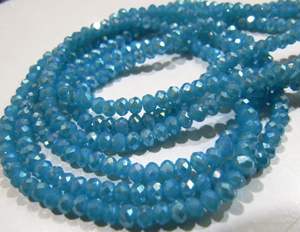 Cuentas de Calcedonia Azul Agua, Cuarzo Hidro, Forma Rondelle: Facetadas - Product Image 2