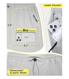 กางเกงขาสั้นลำลองผู้ชายผ้าเทอร์รี่คอตตอน 5.5 นิ้ว เอวยางยืดสูง กระเป๋าหลายช่อง ปักลาย กันยับ ใส่ได้ทุกวัน เหมาะสำหรับเดิน - Product Image 4