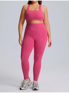 Conjunto de Yoga de 2 Piezas, Top Corto de Cintura Alta y Leggings Largos de Color Sólido, Ropa Deportiva para Mujer - Product Image 4