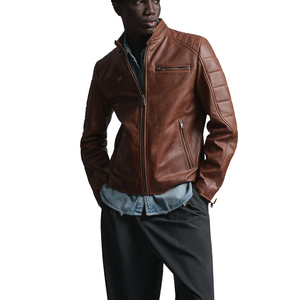 <b>Men</b> Sheepskin Leather Bomber Jacket Lightweight Breathable Lining Casual Fit Multiple Colors OEM Bulk Order Ready - Product Image 3