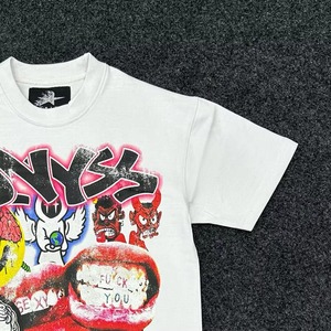OYKZ เสื้อยืดแขนสั้นสีขาวสำหรับผู้ชายสตรีทแวร์คอกลมทรงปกติผ้าฝ้าย 100% ระบายอากาศได้ดี - Product Image 5