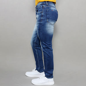 Jeans en denim de coton extensible bleu taille mi-haute pour hommes Gex en gros - Product Image 5