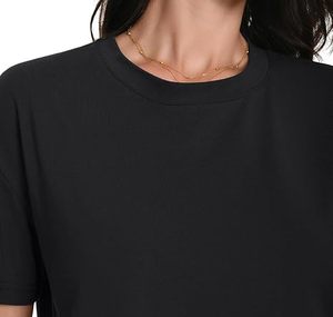 Custom Women Black Color Workout <b>Crop</b> <b>Top</b> Short Sleeve Knitted T-Shirt Casual Wear - Product Image 2