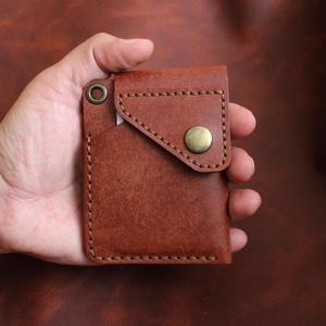 Handmade Genuine Leather Unisex Short <b>Wallet</b> with Customizable Design and <b>Waterproof</b> Features Brown Color Cash Card Holder - Product Image 1