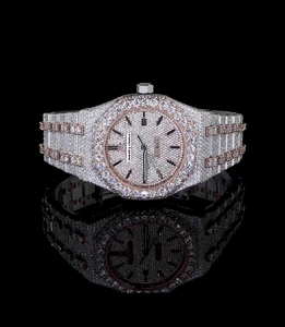 Reloj de Lujo de Cuarzo con Moissanita Antigua para Hombre, de Acero Inoxidable, con Esfera Pavé, Personalizado OEM ODM - Product Image 1