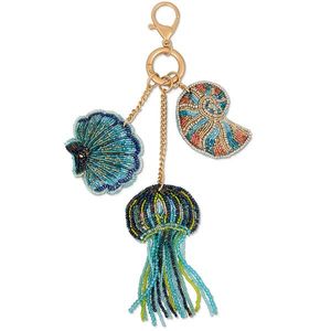 Elegant Handmade Eco-Friendly Classic Floral Embroidered Beaded <b>Keychain</b> Purse Backpack Keys Fashionable Embroidery - Product Image 2