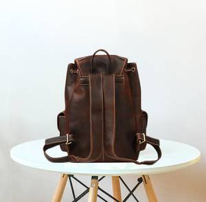 Rugged Vintage Leather <b>Backpack</b> Waterproof Anti-Theft Laptop Rucksack Genuine Leather Travel Kit LBP-0321 - Product Image 3
