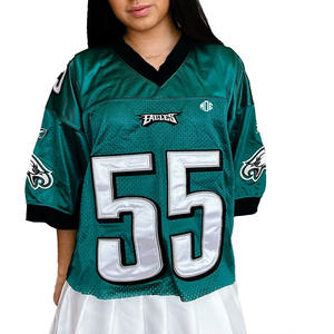 Camiseta Deportiva Verde para Mujer, Estilo Urbano, Malla Transpirable, Bordado de Número Personalizado, para Fútbol Americano, Marca Privada OEM - Product Image 1