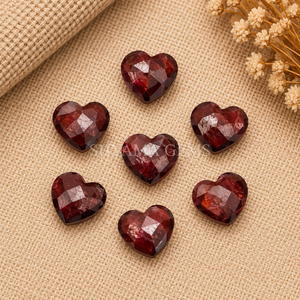 <b>Garnet</b> Quartz Faceted Heart Cut 10mm Loose Gemstone Heart Bead for Jewelry Making Craft DIY <b>Pendant</b> Wholesale Supply - Product Image 1