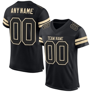 Venta al por Mayor Directa de la INDUSTRIA OMMIZ, Jersey de Fútbol Americano Personalizado Negro con Malla Negra Auténtico - Product Image 1