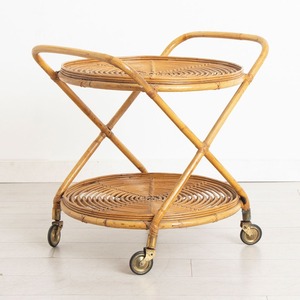 Rattan barcart for serving drinks modern food trolley sustainable bar carts superior quality - Product Image 1