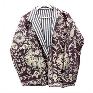 เสื้อแจ็คเก็ตผ้าคอร์ดูรอยปักลายดอกไม้สไตล์ซูซานีสำหรับผู้หญิง คอจีน น้ำหนักเบา เหมาะสำหรับฤดูใบไม้ร่วงและฤดูหนาว แฟชั่นผ้าฝ้าย - Product Image 4