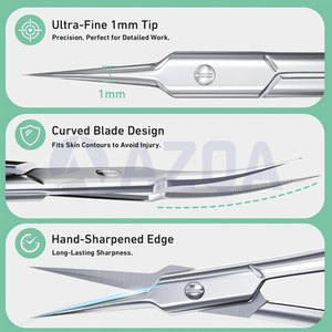 Ciseaux à cuticules professionnels en acier inoxydable incurvés avec des lames de précision affûtées pour la manucure et les soins des ongles - Product Image 3