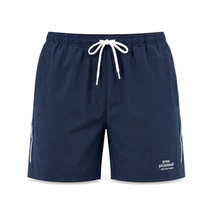 Shorts de sport Pickleball pour hommes, marque privée, en mélange polyester-spandex de qualité supérieure, taille mi-haute, avec cordon de serrage, séchage rapide, fermeture avant - Product Image 1