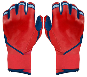 Gants de frappeur en cuir de haute qualité, ambidextres, avec longues manchettes, fermeture auto-agrippante, durables et respirants pour l'entraînement au baseball - Product Image 4