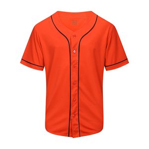 Maillot de baseball orange boutonné, coupe athlétique et construction respirante, maillot de baseball élégant - Product Image 1