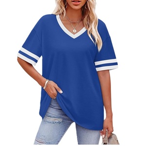 T-shirt personnalisé pour femme à col en V - 100% coton respirant et écologique - T-shirt décontracté d'été fabriqué au Bangladesh - Product Image 2