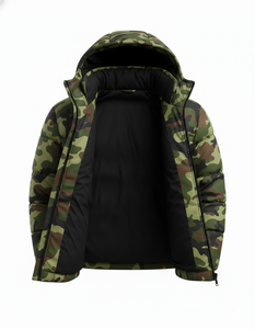 Chaqueta Acolchada con Capucha Verde para Hombre, Impermeable, Transpirable, Ecológica, con Forro de Algodón, para Invierno - Product Image 3