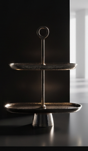 Soporte Multifuncional de 2 Niveles para Pasteles, de Metal Dorado, Ovalado, con Asa de Anillo, Bandeja para Servir, Exhibidor de Repostería para Té de la Tarde - Product Image 4