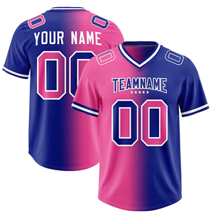 Camiseta de Fútbol Americano Personalizada para Hombre, Cuello en V, Manga Corta, Degradado Azul y Negro, Sublimada, Absorbe la Humedad, Nombre del Equipo 00 - Product Image 5