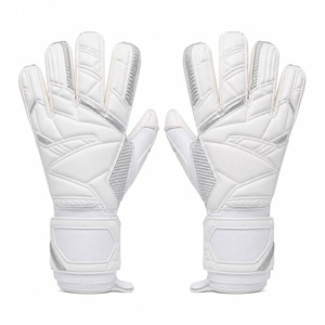 White PU Leather Football Goalkeeper Gloves Full <b>Finger</b> Non-Slip Breathable Adjustable Wrist <b>Strap</b> Unisex Goalkeeper Gloves - Product Image 5