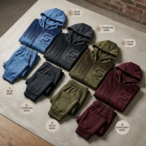 Ensemble de survêtement polaire à capuche imprimé bleu pour homme, avec fermeture éclair intégrale, blocs de couleur, sweat-shirt et pantalon sportifs avec poches latérales, idéal pour l'hiver - Product Image 3