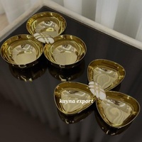 Luxe gepolijste metalen, milieuvriendelijke, moderne serveerschaal met gouden PVD afwerking, aangepast logo, CE-gecertificeerd, voor feestjes, fruit en snacks