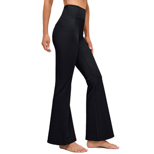 Flare <b>Leggings</b> Women High Waisted Yoga Pants Ribbed Knit <b>Flared</b> Tights Loose Bootcut Trousers Slimming Workout Activewear - Product Image 1