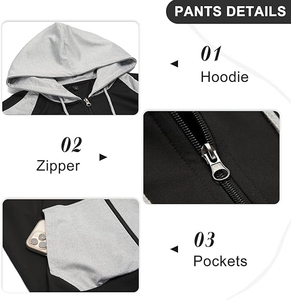 Chándal Deportivo para Hombre con Bloques de Color, Cremallera Completa, Capucha, Transpirable, de Poliéster y Algodón, para Otoño, Corte Regular, con Bolsillos Laterales - Product Image 3