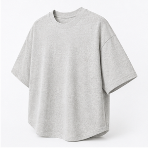 Custom Heather Ash Cotton <b>Modal</b> Curved Hem Mens Oversized Short Sleeve Crew Neck <b>T</b>-<b>Shirt</b> MTS-OVR-0004 - Product Image 5