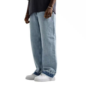 Nuevos Jeans de Mezclilla de Moda de Pierna Ancha Personalizados de Alta Calidad para Hombre, Transpirables y Ligeros para Invierno y Otoño, Venta al Por Mayor - Product Image 3