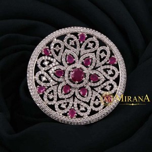 Lauren Flower Ruby Colored Natural Stone Adjustable Fashion Ring for Women - Product Image 1